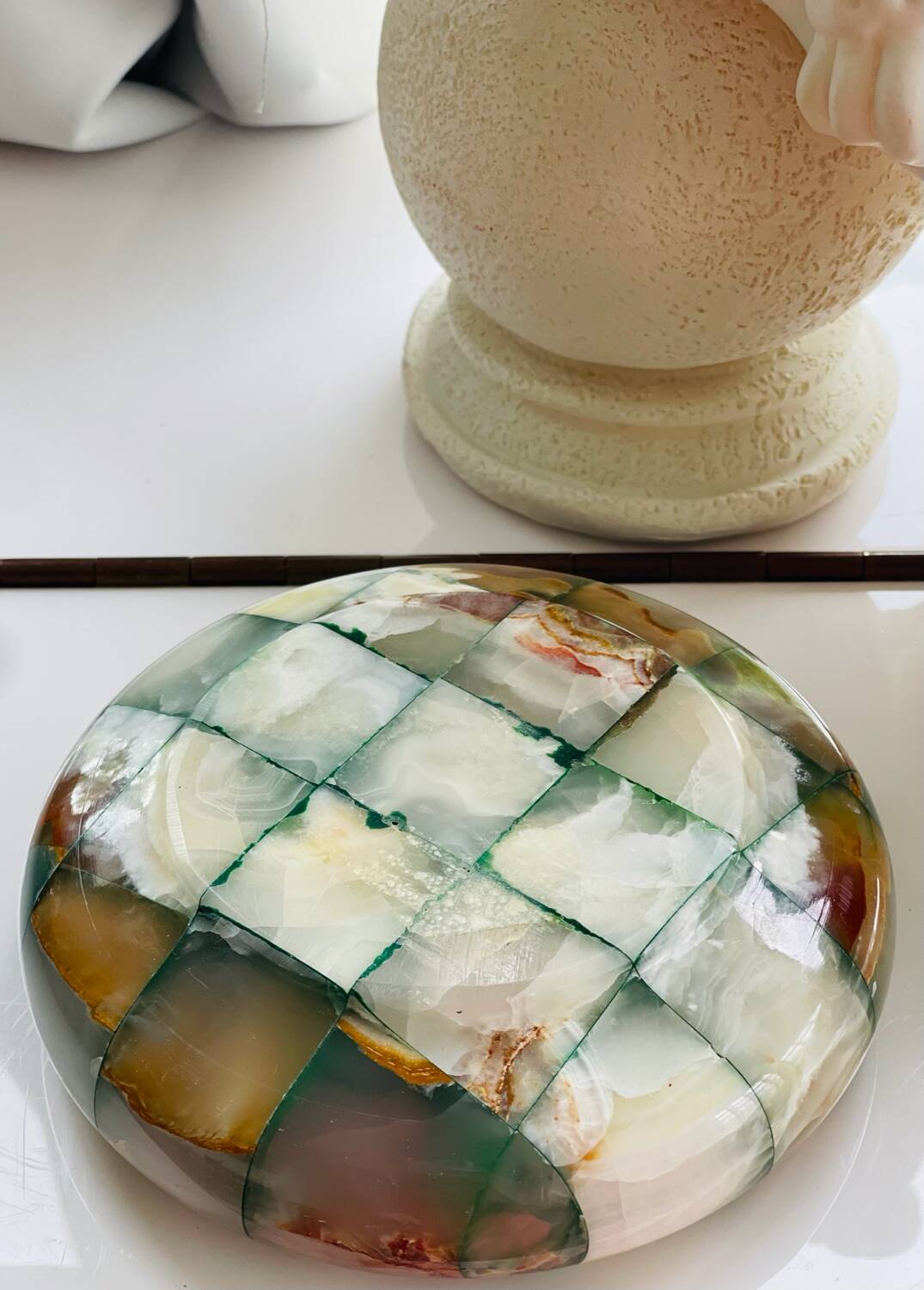 Onyx/marble ashtray or tray – natural stone assembly