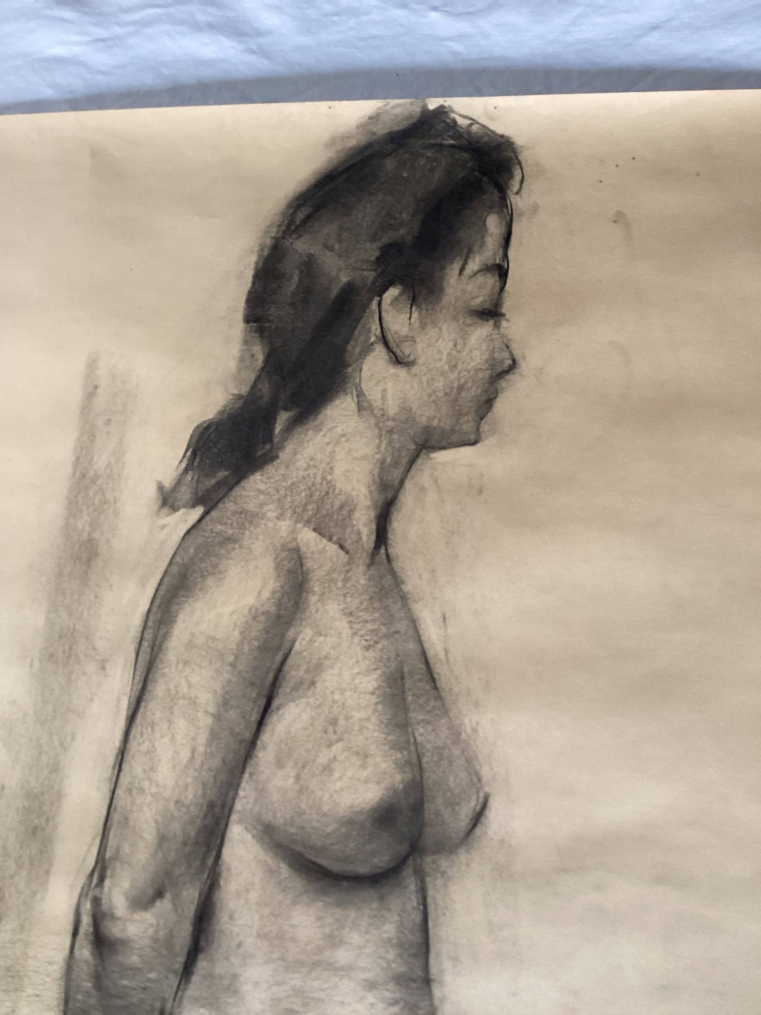 Large drawing of a nude woman signed around the 1940s dimension: height -150cm- width -80cm-