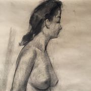 Large drawing of a nude woman signed around the 1940s dimension: height -150cm- width -80cm-