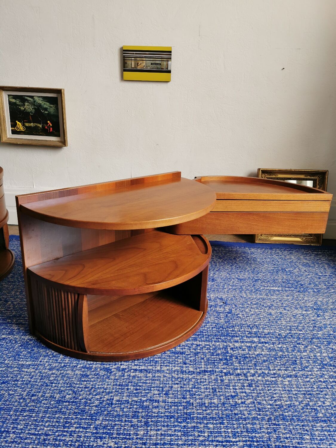 Pair bedside tables vintage teak scandinavian