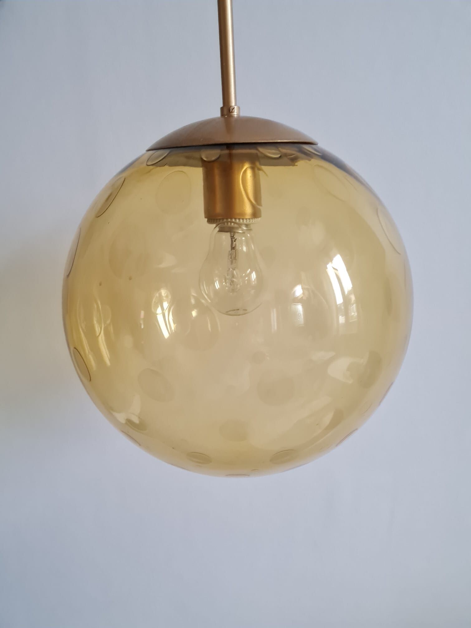 Suspension globe glass smokes amber bubble Peill & Putzler space age