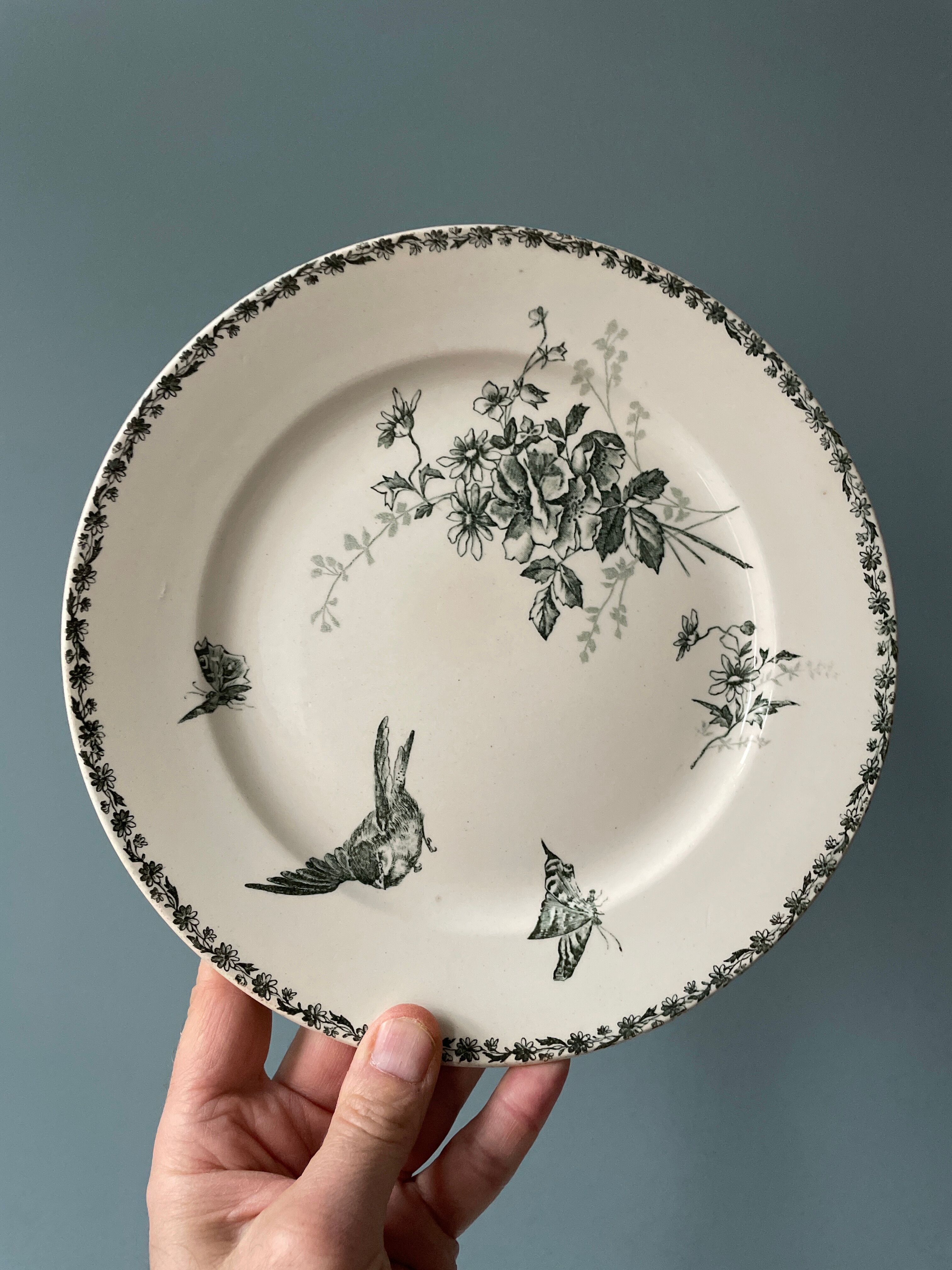 Set of 9 flat plates Terre de Fer XIXth Grand Dépôt E.Bourgeois