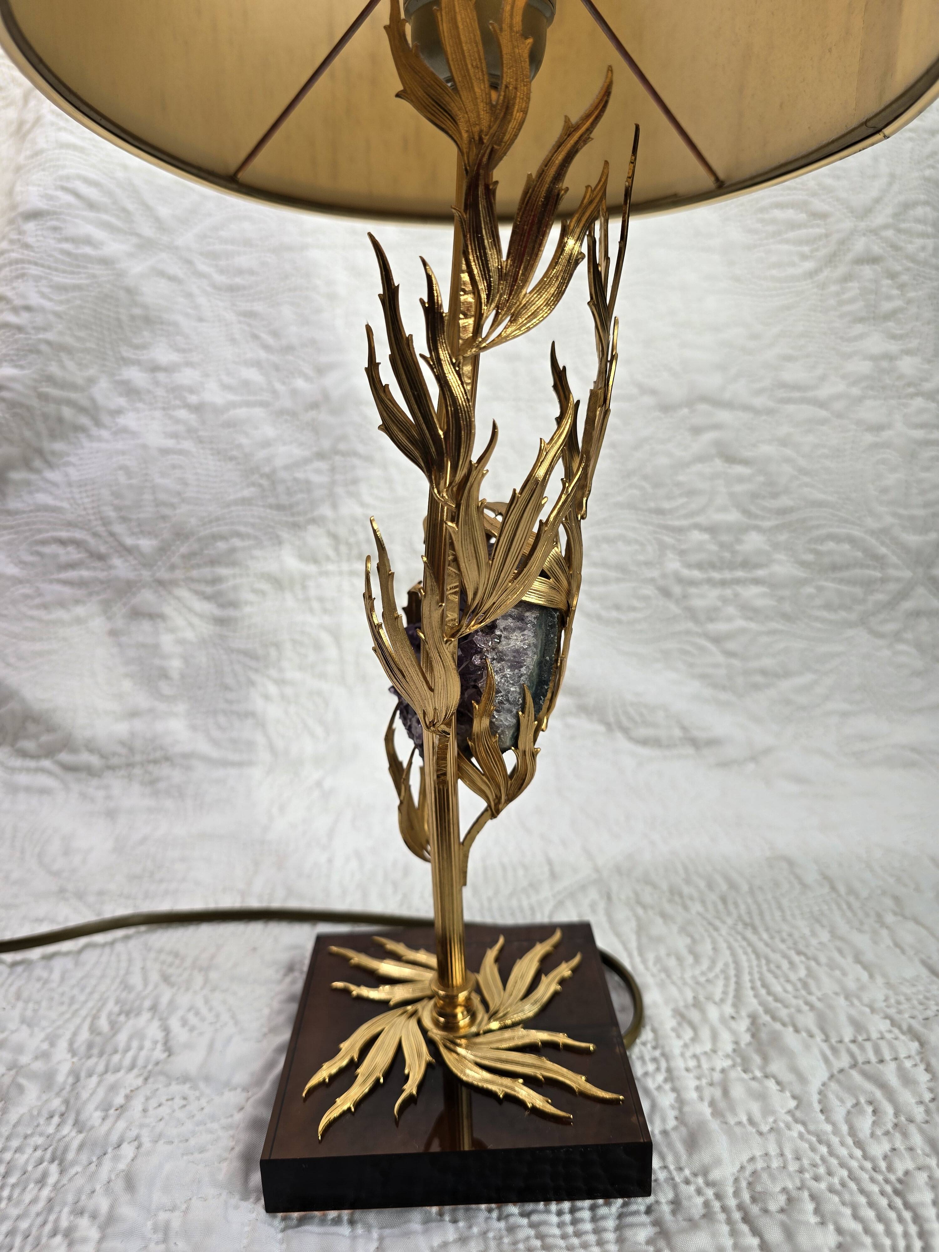 Lamp with amethyst inlay "Lucifer" by Willi Daro