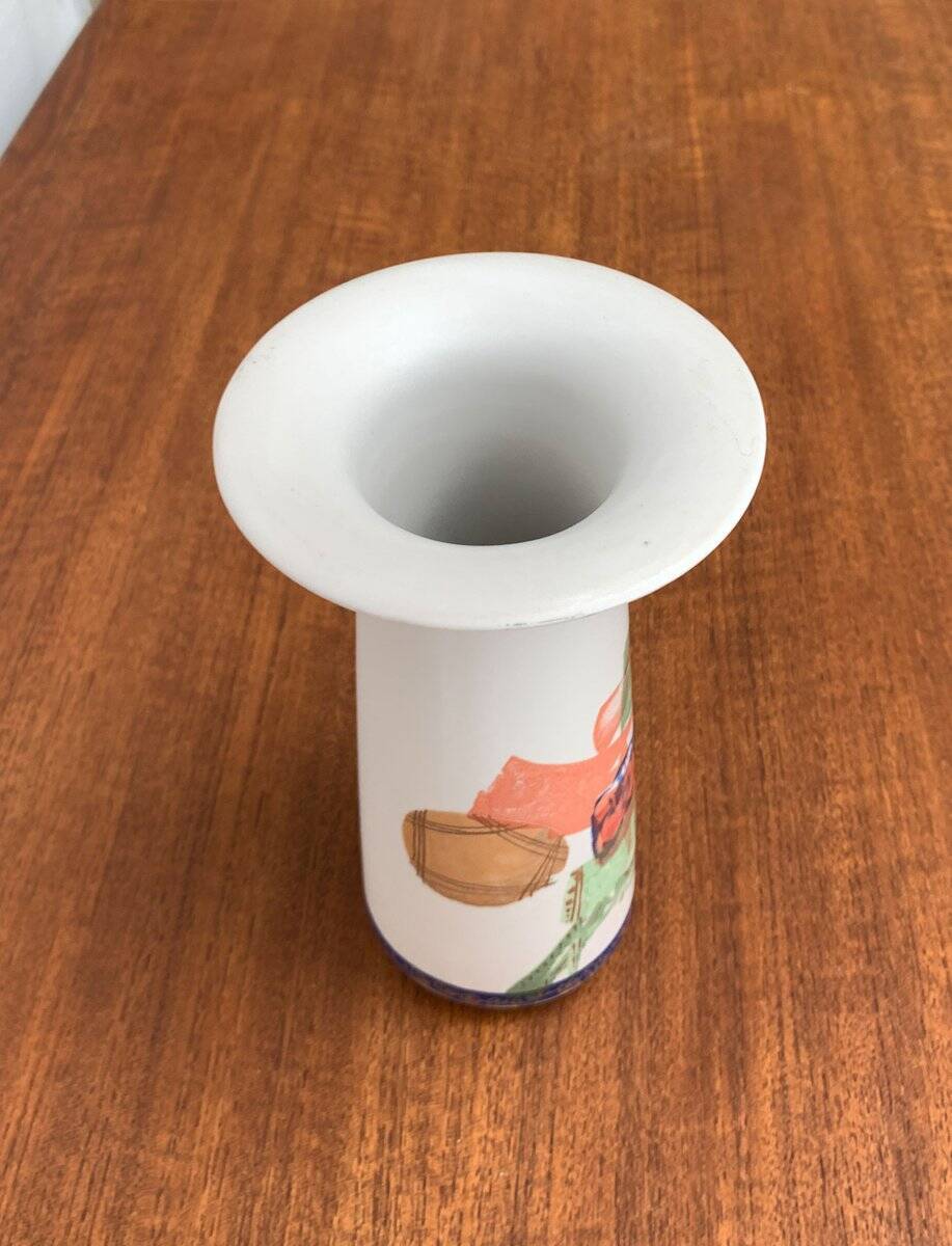 Vintage German ceramic vase Postmodern Alta Mira series by Gilbert Portanier for Rosenthal, 1980s.