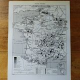 Original lithograph on France (geological + mining)