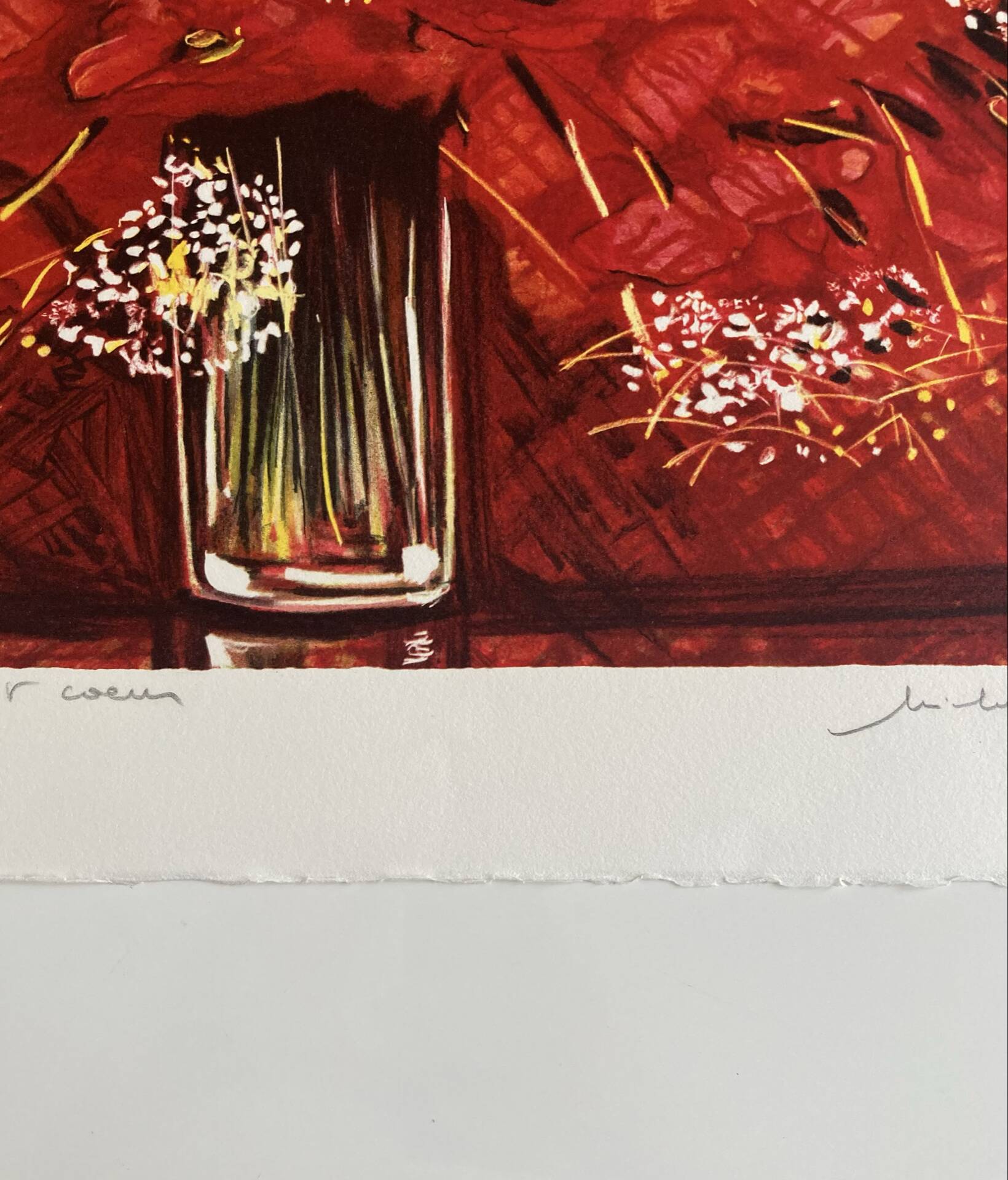 Lithographie (EA) signée Michel Henry - Bouquet Rouge 2005