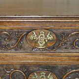 Victorian oak commode finely carved.