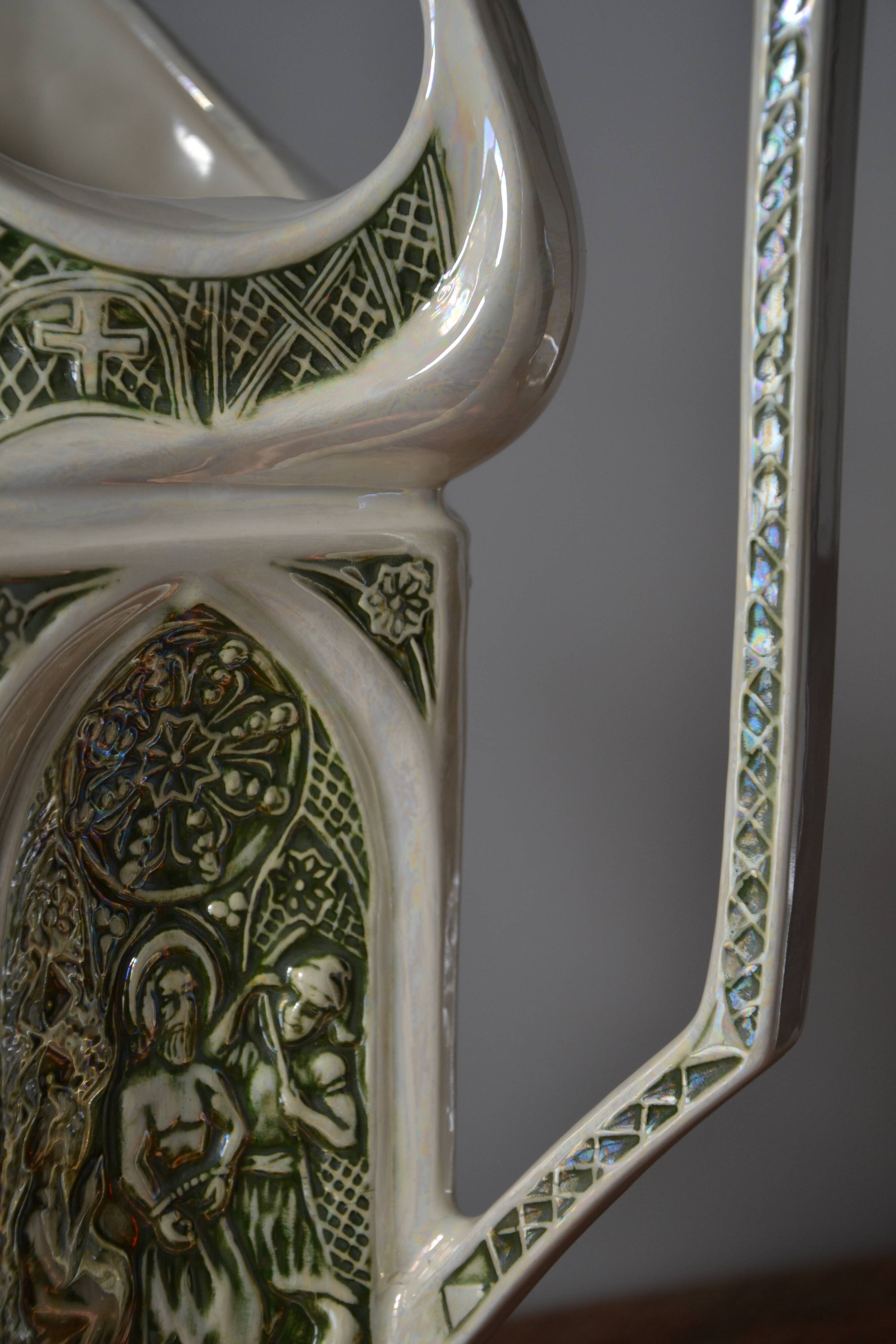 Decorative pitcher/sculpture in ceramic signed JMS