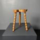 Midcentury brutalist artisanal wood turned handmade tripod stool, ca 1960s