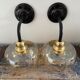 Pair of vintage amber glass wall lights