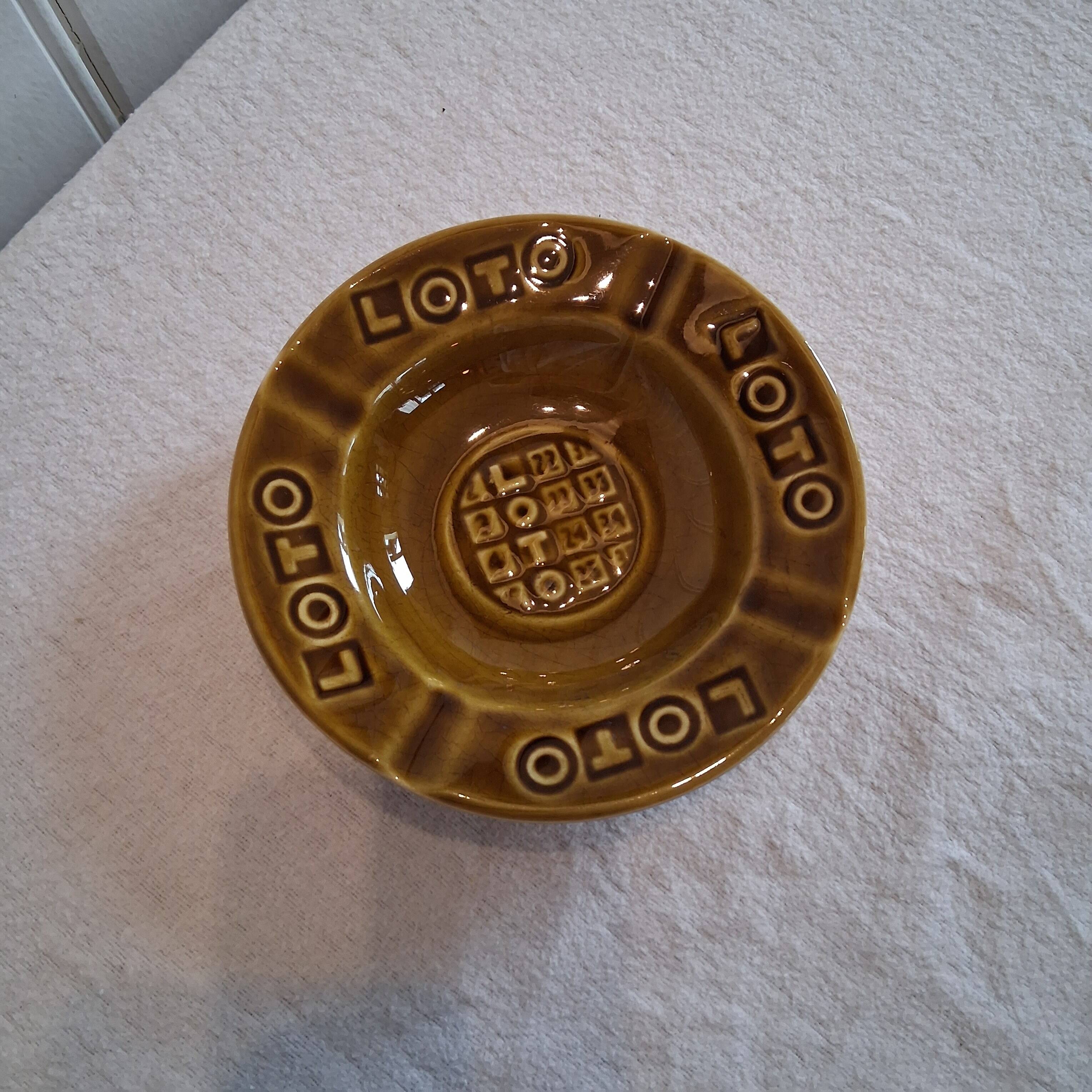 Ashtray / advertising pocket emptier ambassador from Gien "Loto" in very