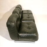 Set de 3 chauffeuses sofa cuir 1970