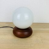 Opaline globe pine lamp from the 60s