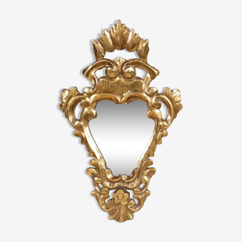 Miroir italian en bois et stuc doré