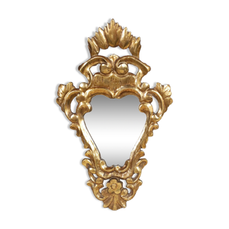 Miroir italian en bois et stuc doré