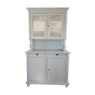 Vaisselier 2 corps avec vitrine patiné gris