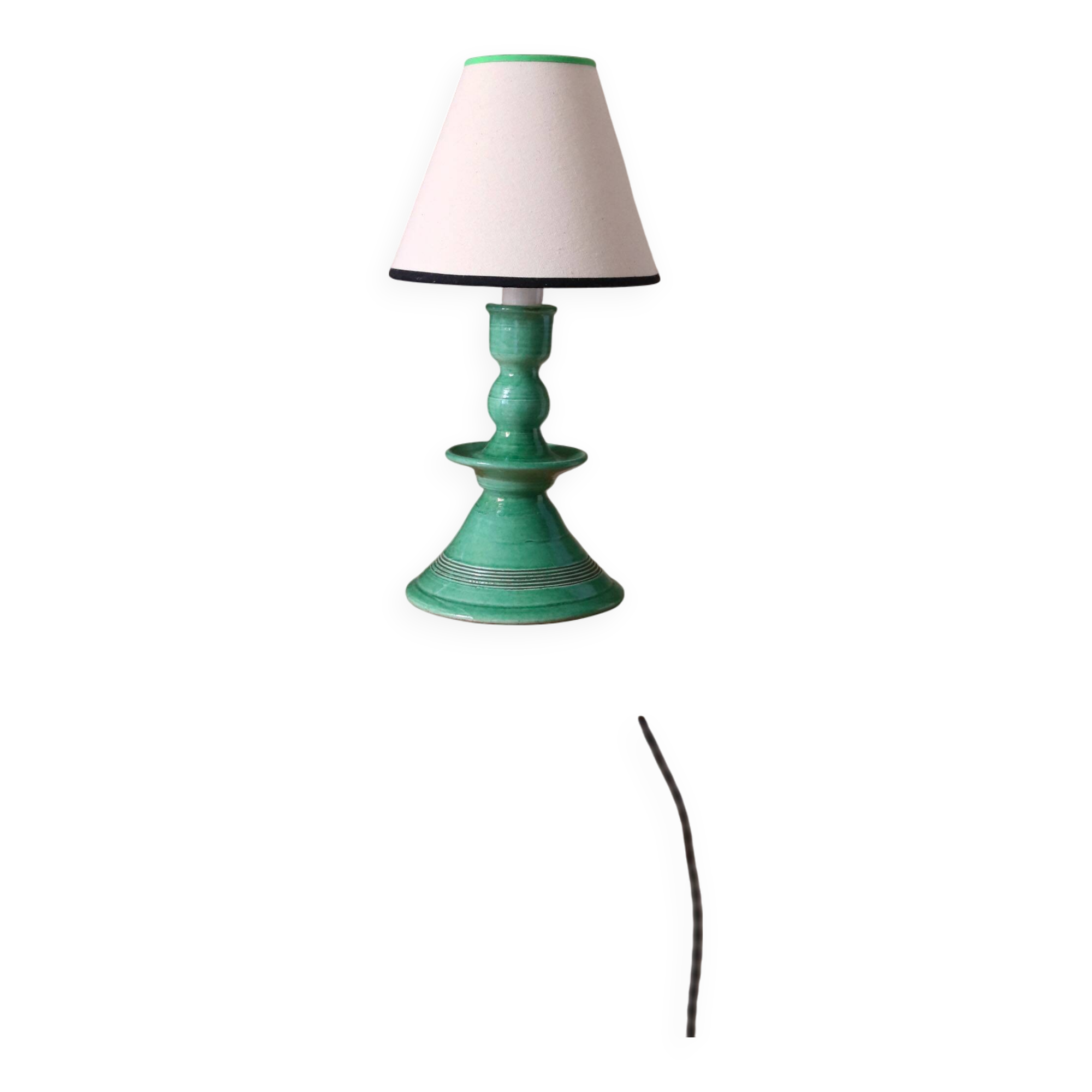 Green ceramic bedside lamp