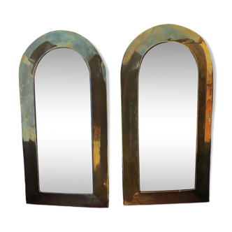 Pair of brass mirrors