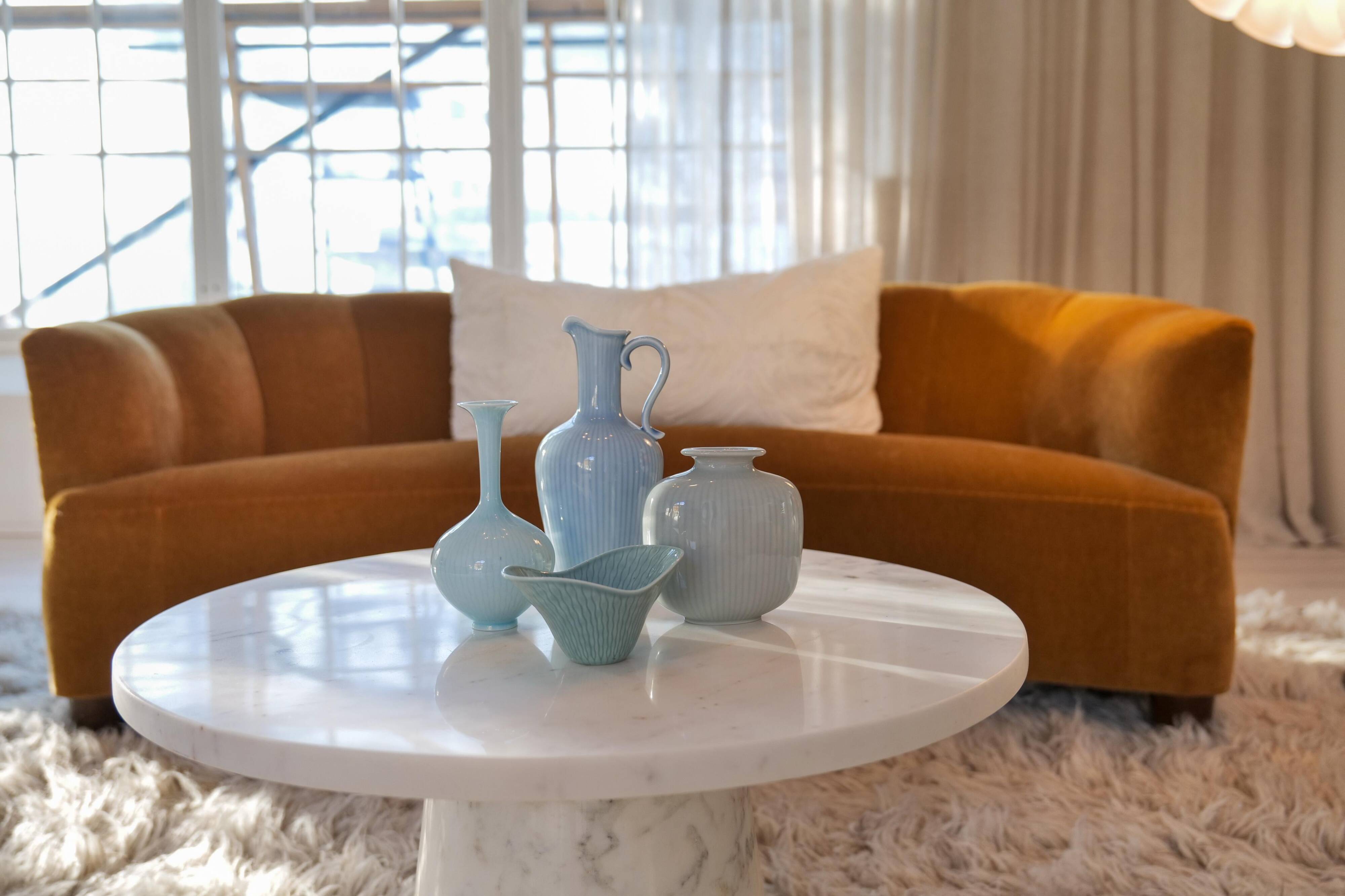 Mid-century modern set of 4 ceramic vases by Rörstrand, Gunnar Nylund, Sweden, 1950s.