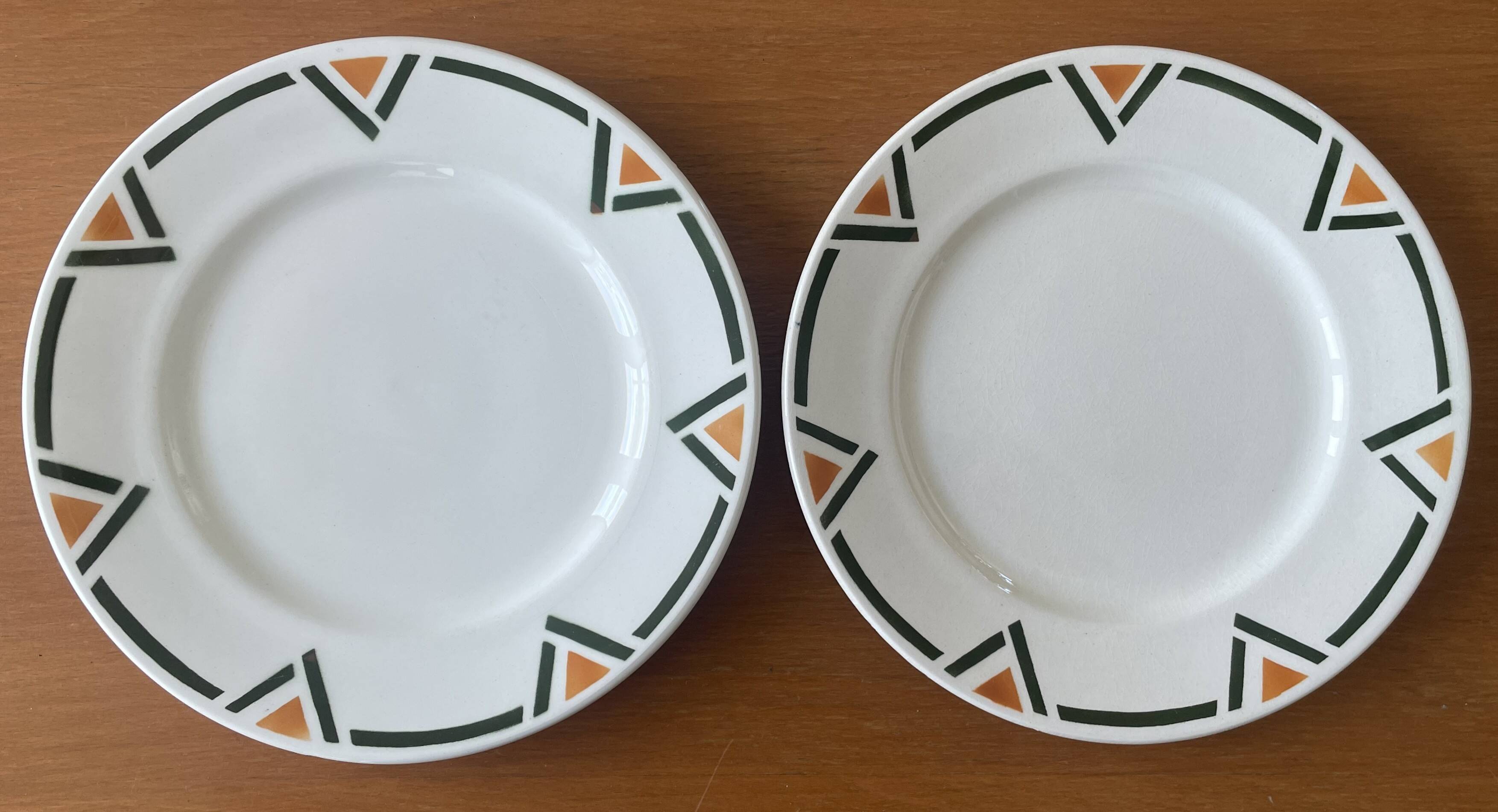 8 antique dessert plates in faience from Salins-lès-Bains (Jura)