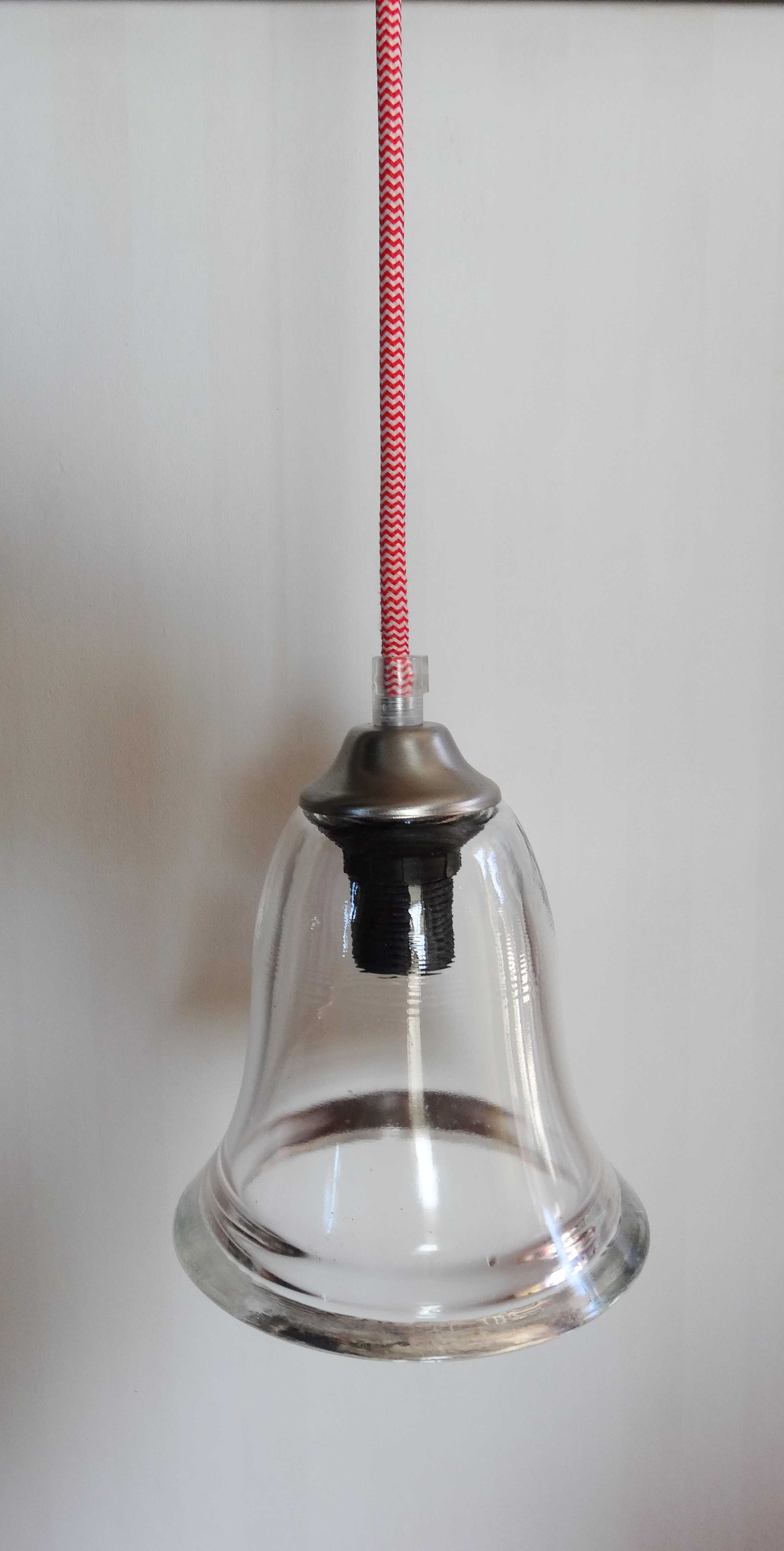 Duo de suspensions avec abat-jours en verre transparent vintage
