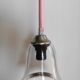 Duo de suspensions avec abat-jours en verre transparent vintage