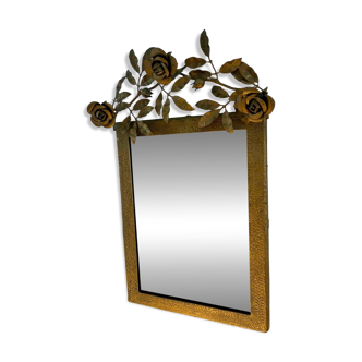 Art Deco mirror with rose and leaf decoration