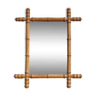 Miroir en bois tourné bambou années 30