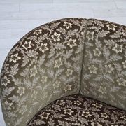 1960s, Danish curved 2-seater sofa, green furniture velour, beech wood.