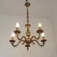 French Vintage Mid Century Bronze 5 Light Traditional Style Chandelier