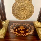 Pendant portico of period charles x, in marquetry butterfly and gilded bronze nineteenth