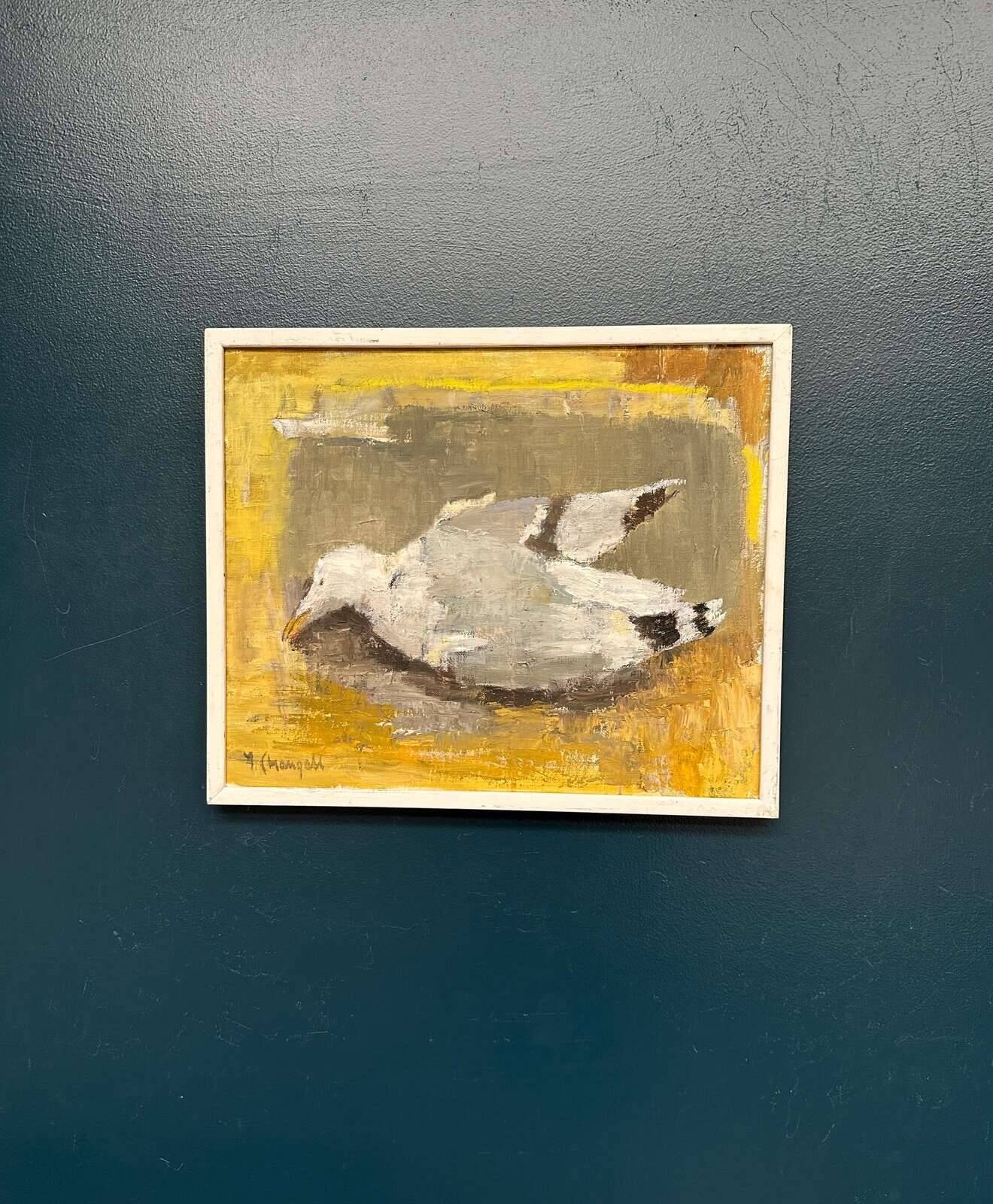 Original Swedish Oil on Canvas – “Seagull” by Ingeborg Stragnell – Signed