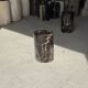 Small black petrified wood side table with beige stripes H28 D18 - 3347