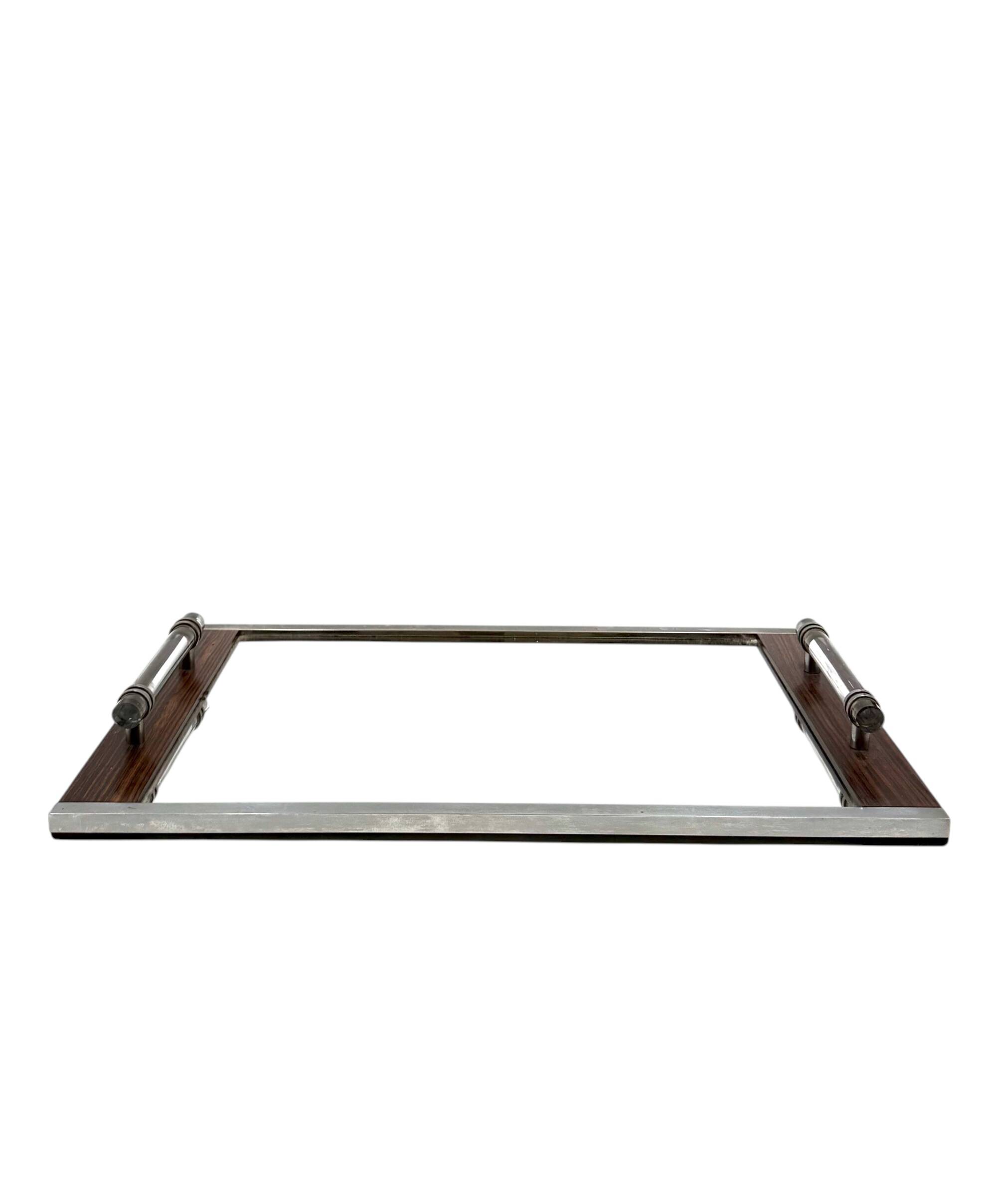 Modernist mirrored tray, in the manner of Jacques Adnet France 1940 /1950