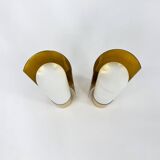 Paire d'appliques en Laiton et Verre Opalin de Glashütte Limburg, 1970s