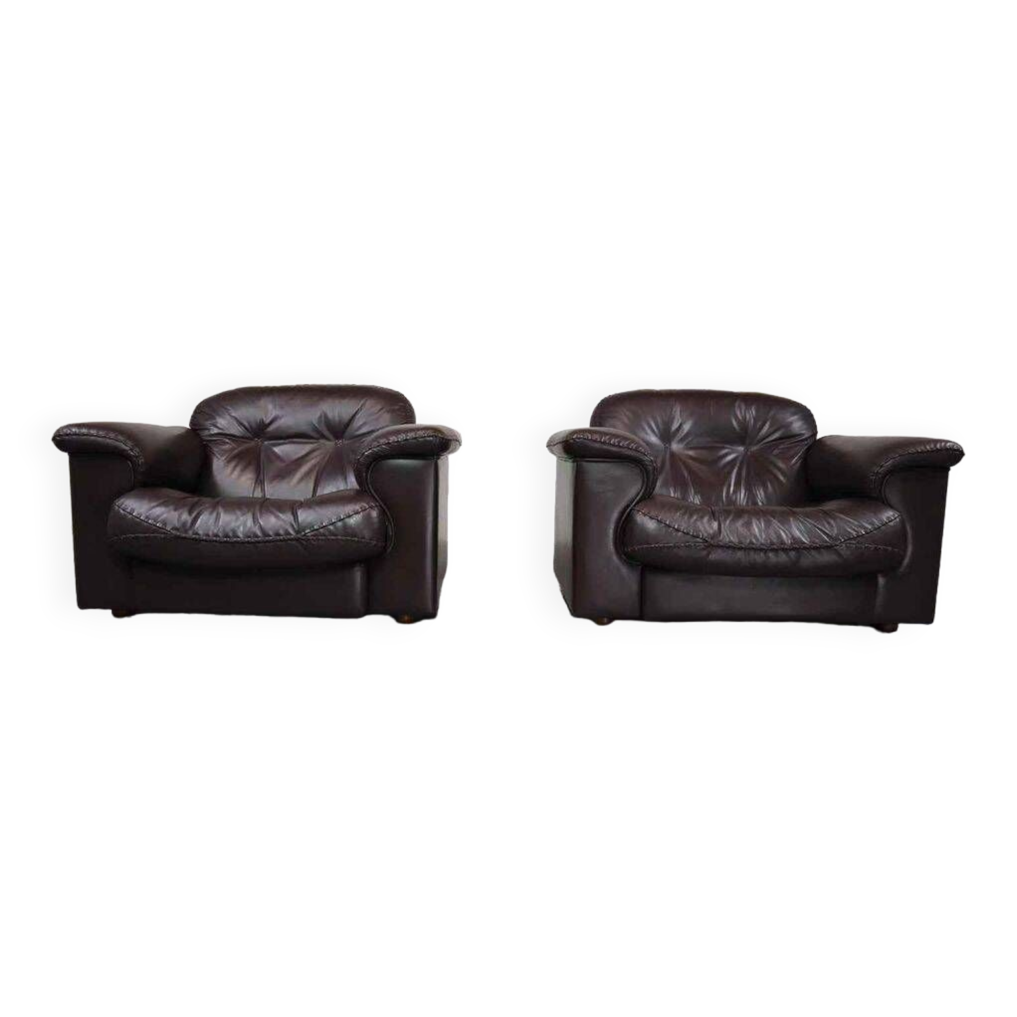 Paire de fauteuils lounge en cuir De Sede DS-101