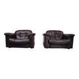 Paire de fauteuils lounge en cuir De Sede DS-101