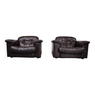 Paire de fauteuils lounge en cuir De Sede DS-101