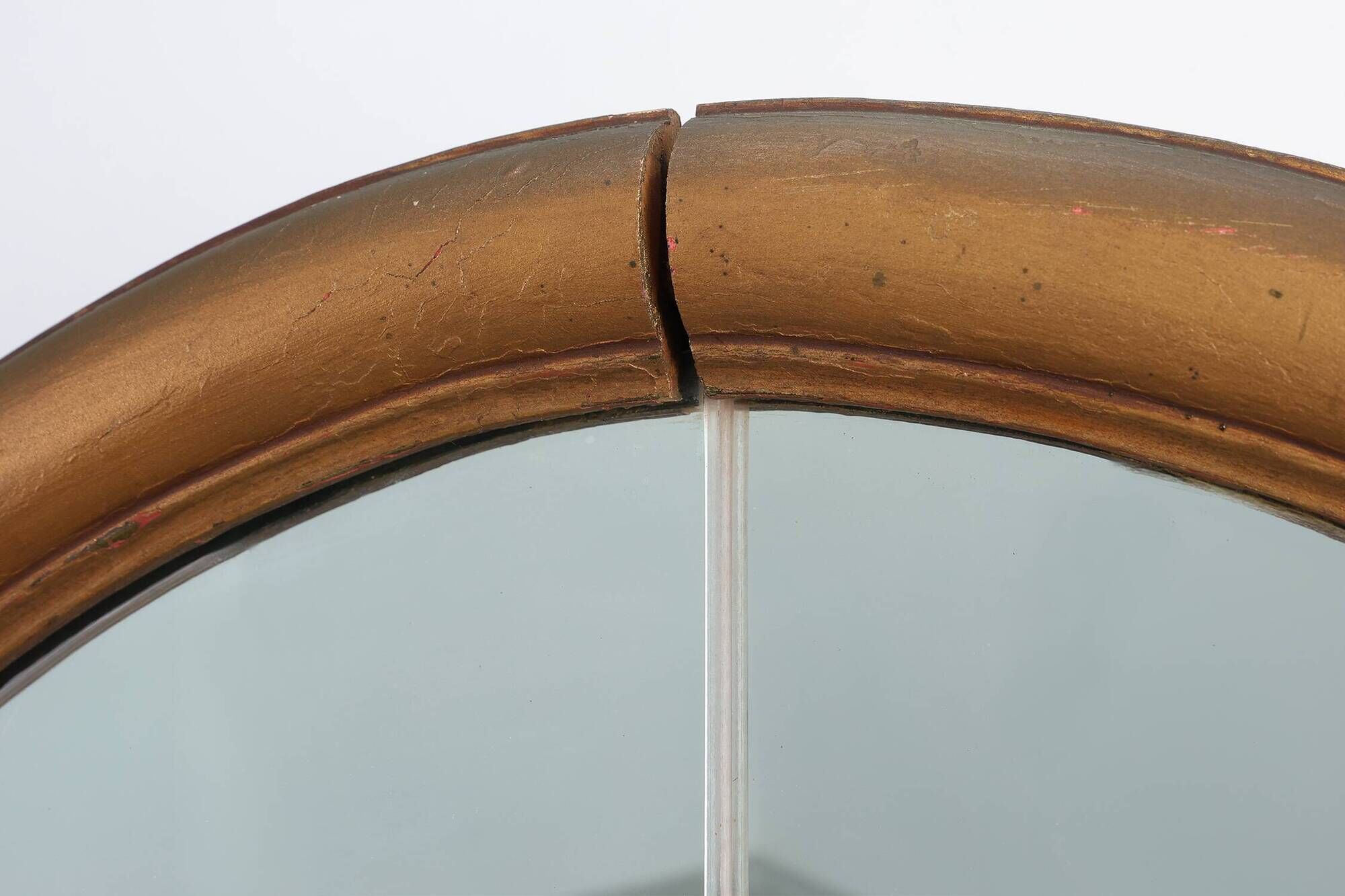 French oval gilded oak  carved art deco mirror, ca. 1925