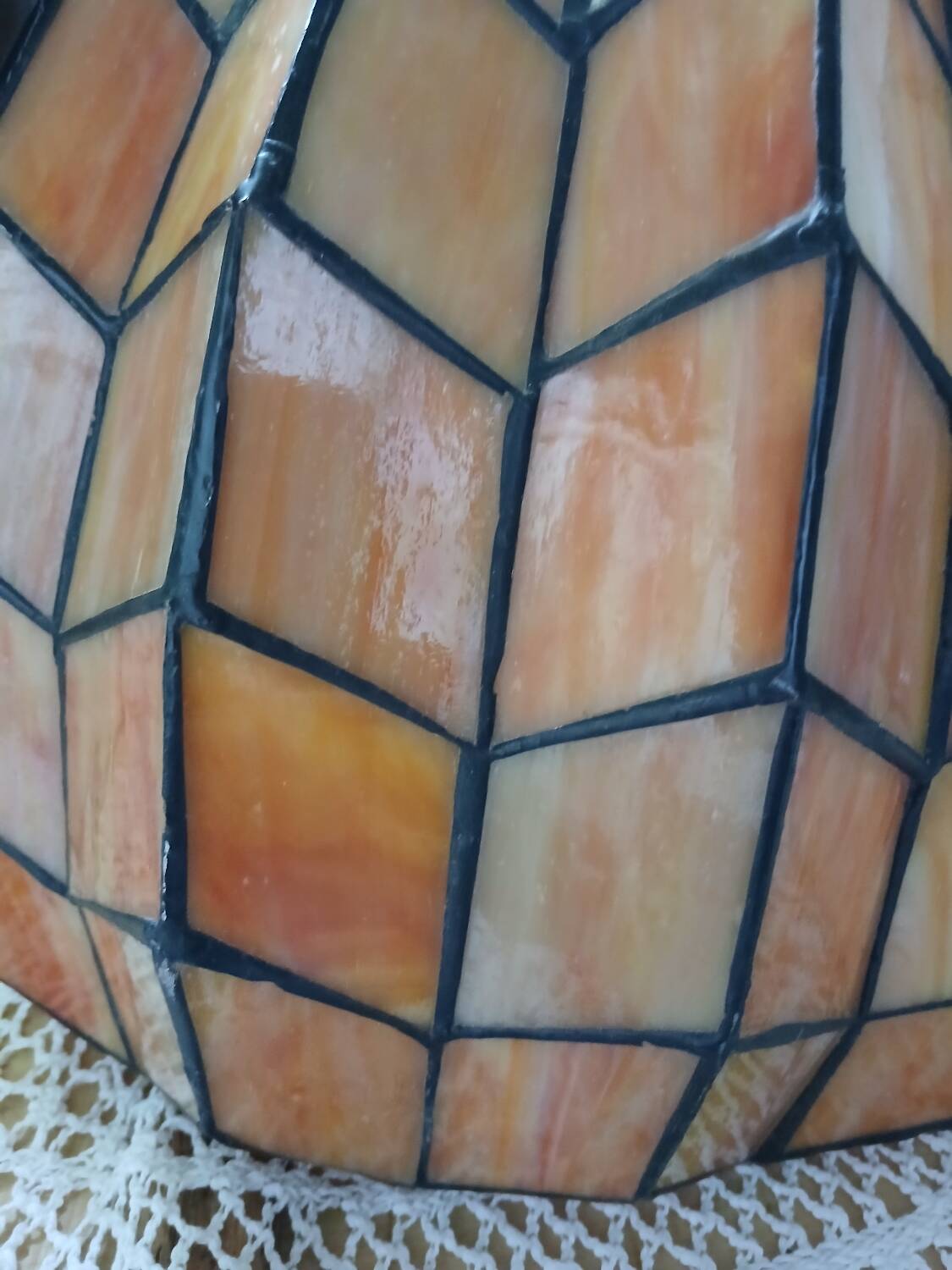 Antique stained glass and bronze pendant light