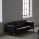 Mogens Hansen, mid-century 3-seater sofa, patinated black leather, 1970s.