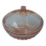 Transparent pink glass candy box