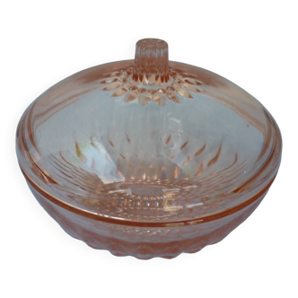 Transparent pink glass candy box