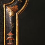 English mirror chinoiserie lacquered, gilded and painted