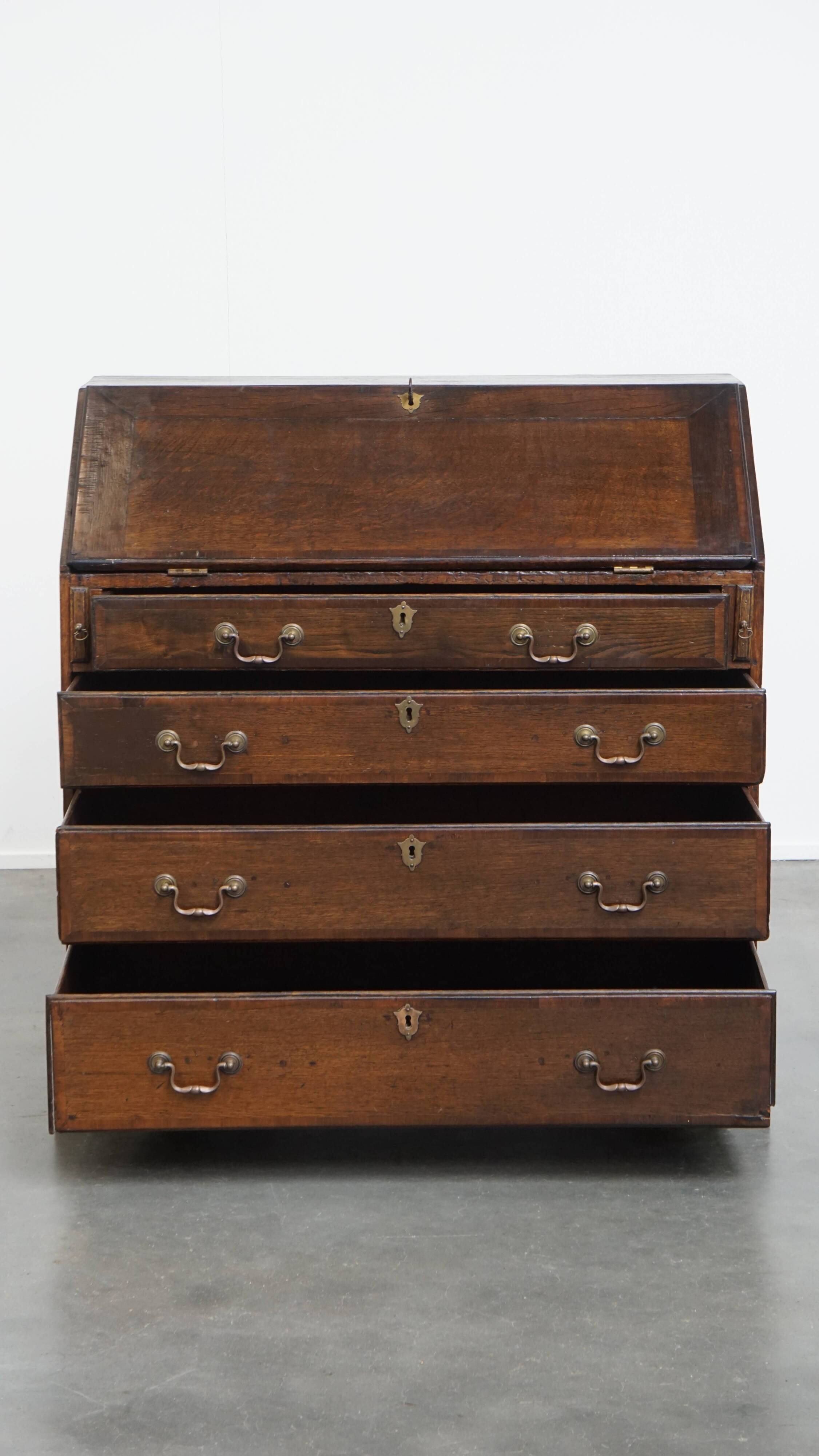 Antique English Oak Secretary / Chest of Drawers