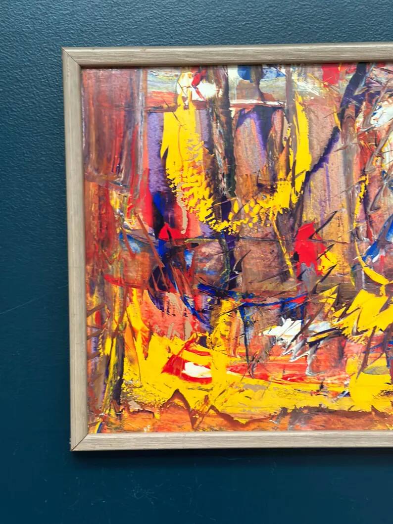 Original Swedish Oil on Panel - 'Komposition' by Daniel Raphaël - Signed - Vintage and Framed - 53 x 38 cm (20.9" x 15")