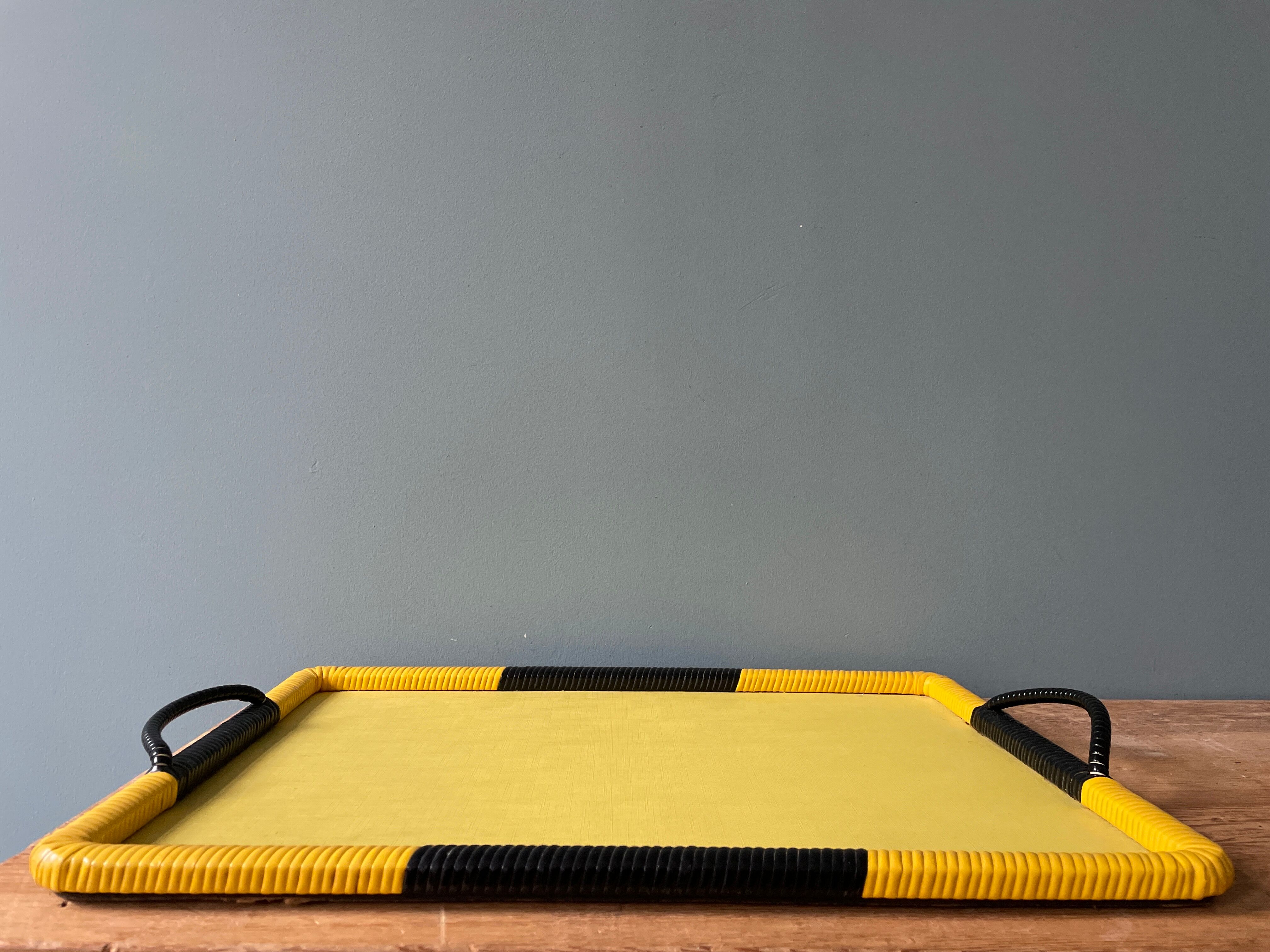 Black and yellow vintage serving tray