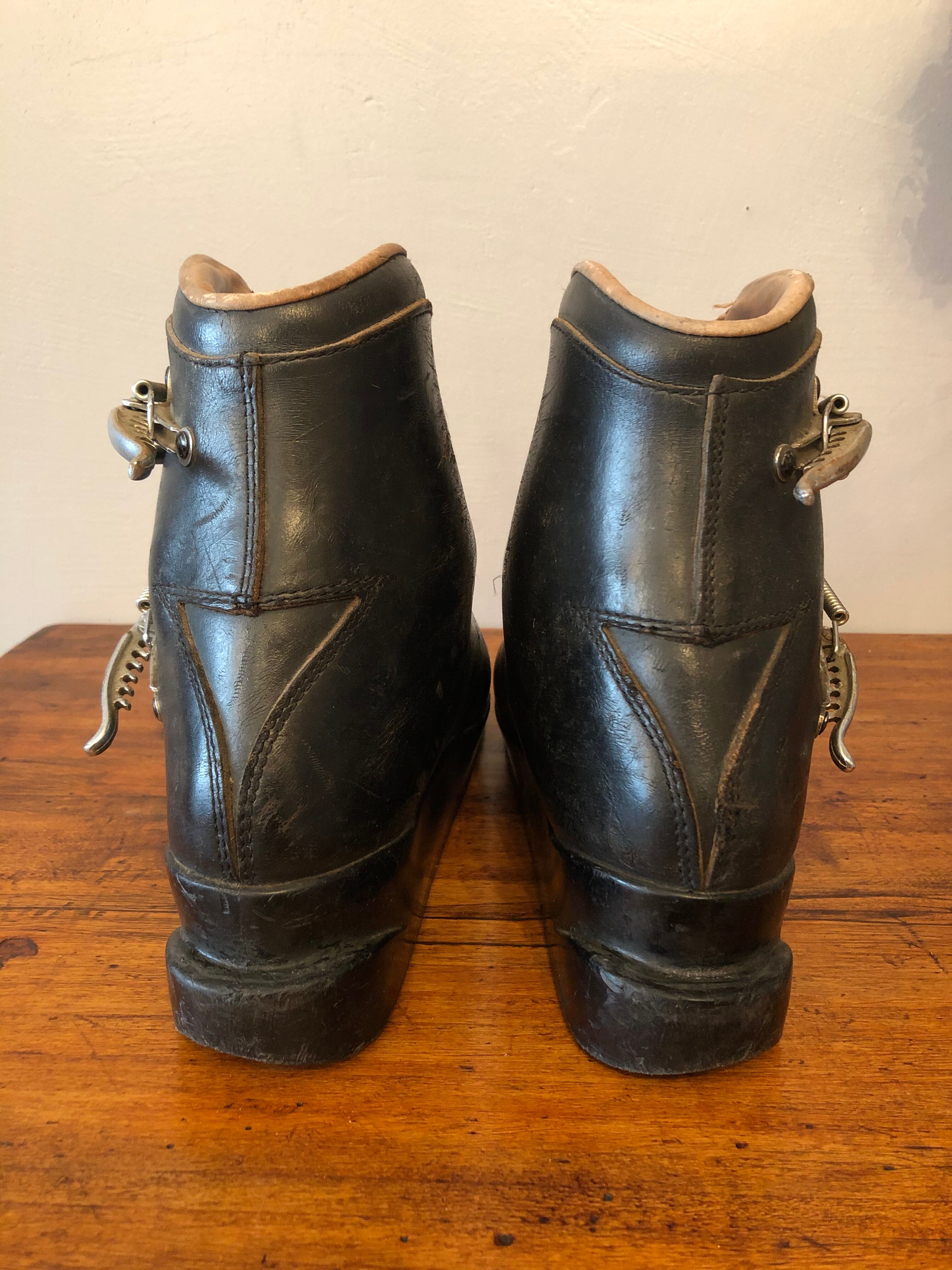 Old leather ski boots