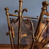 Vintage brass and smoked glass magazine rack - Maison Jansen style - 1970