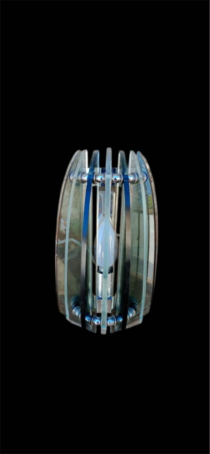Pair of Veca wall lights in two-tone glass, Italy 1960